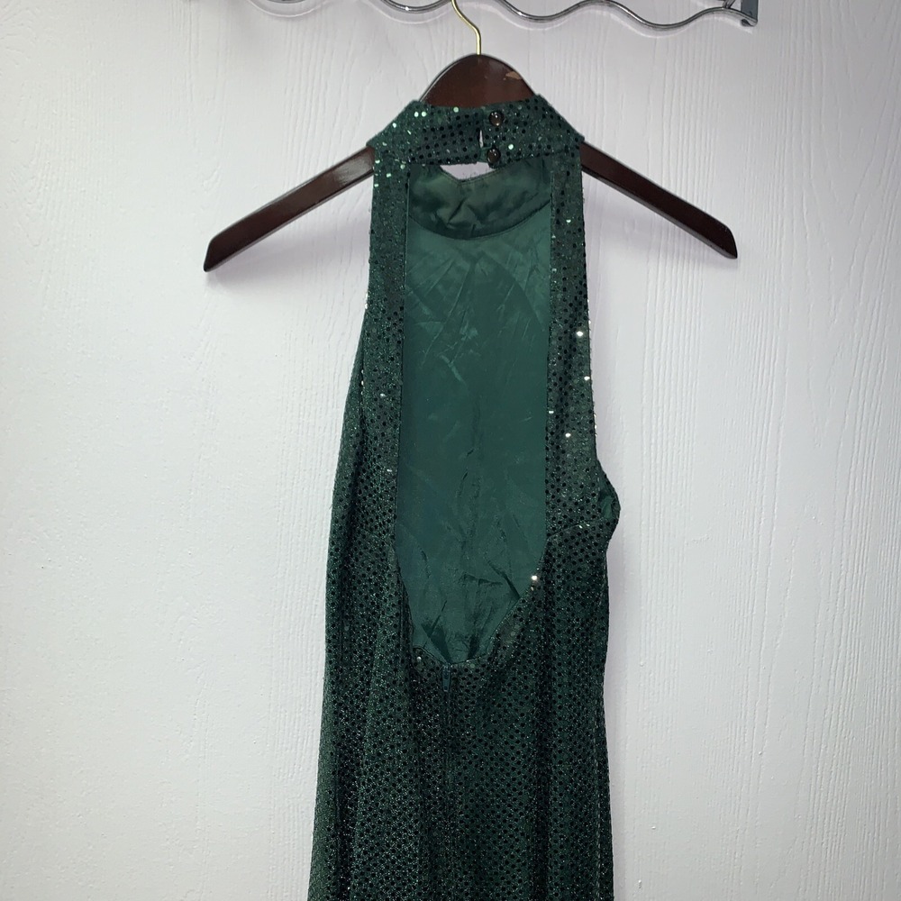Roberta Green Sequin Maxi Sheath Dress Halter Neck 80s/90s Vintage Size 7/8 Glam - Picture 5 of 11